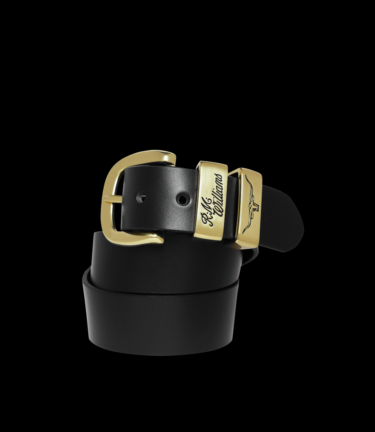 RM Williams 1 1/2 Inch 3 Piece Solid Hide Black