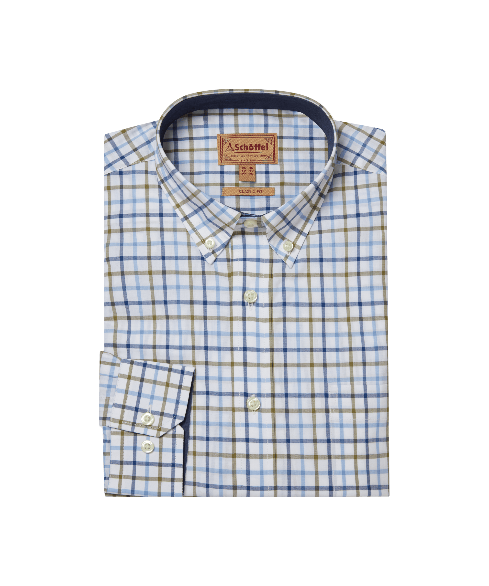 Schoffel Holkham Classic Shirt French Navy/Light Khaki/Sky Blue