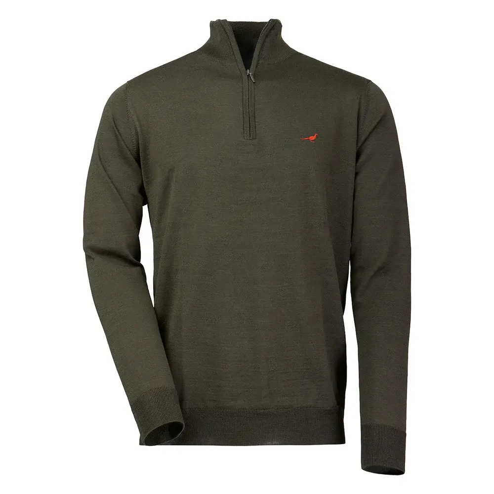 Laksen Norfolk Zip Neck Jumper Olive
