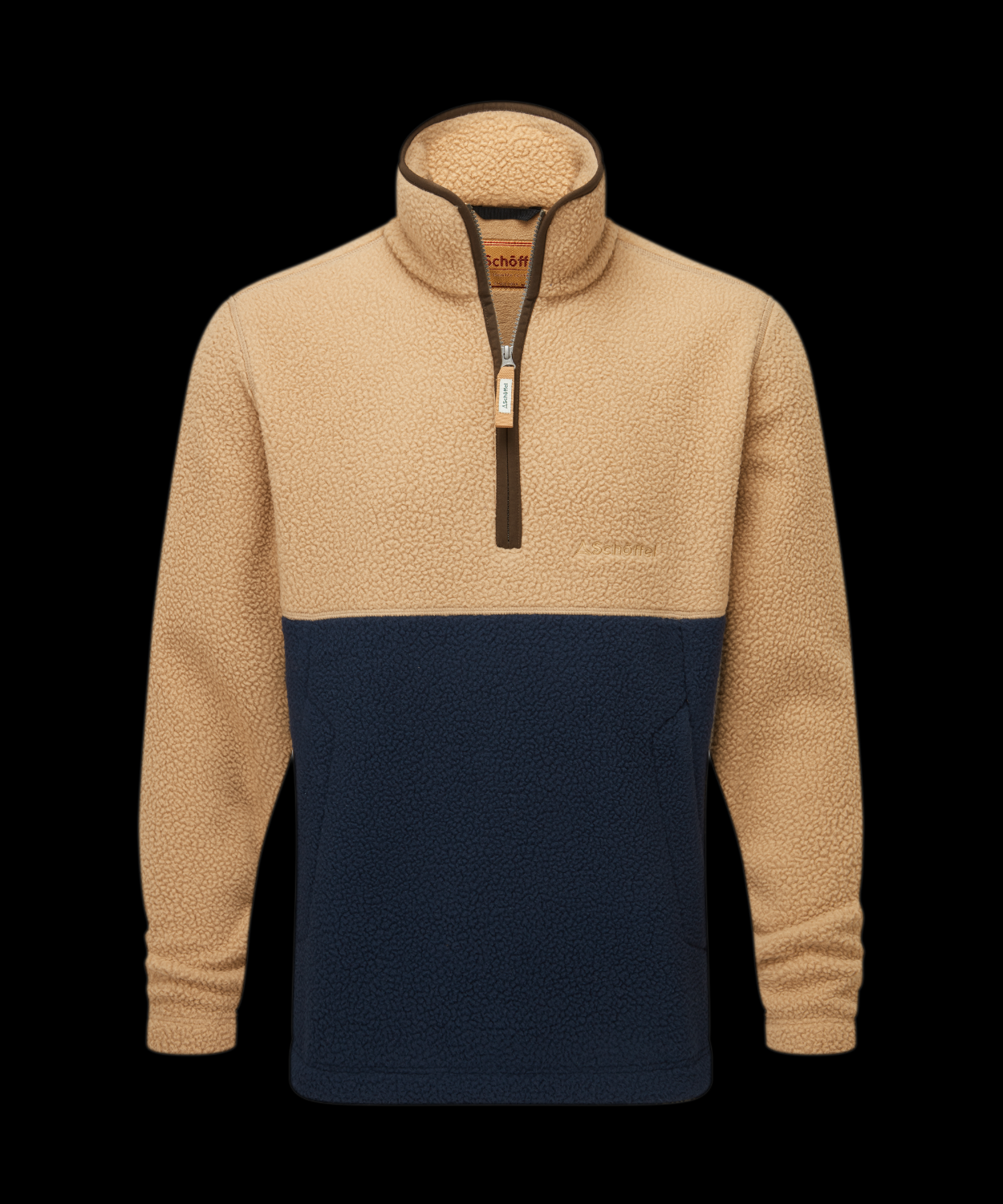 Schoffel Berkeley 1/4 Zip Retro Fleece – True Navy/Tan
