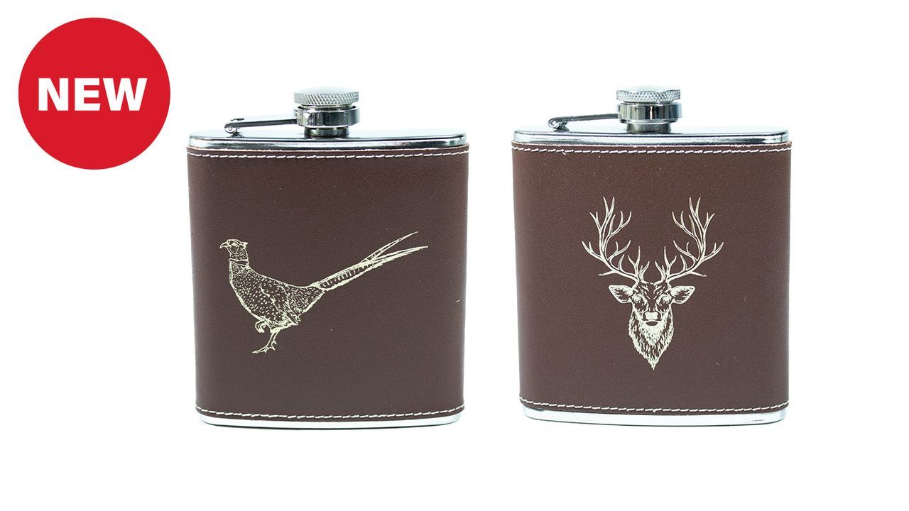 Brown Leather 6oz Pheasant Hip Flask