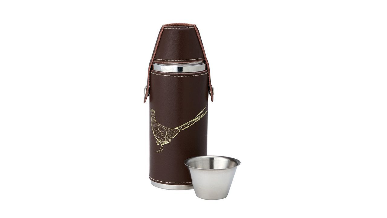 8oz Pheasant Leather Hunters Flask