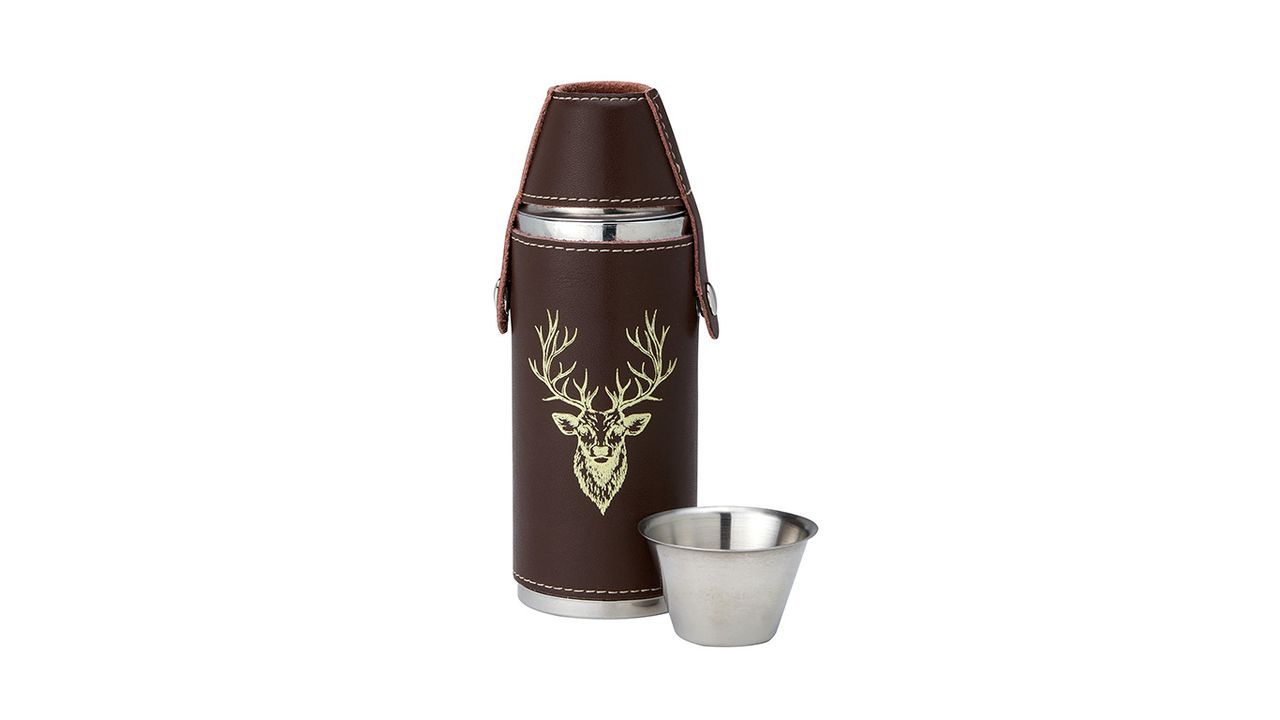 8oz Stag Leather Hunters Flask