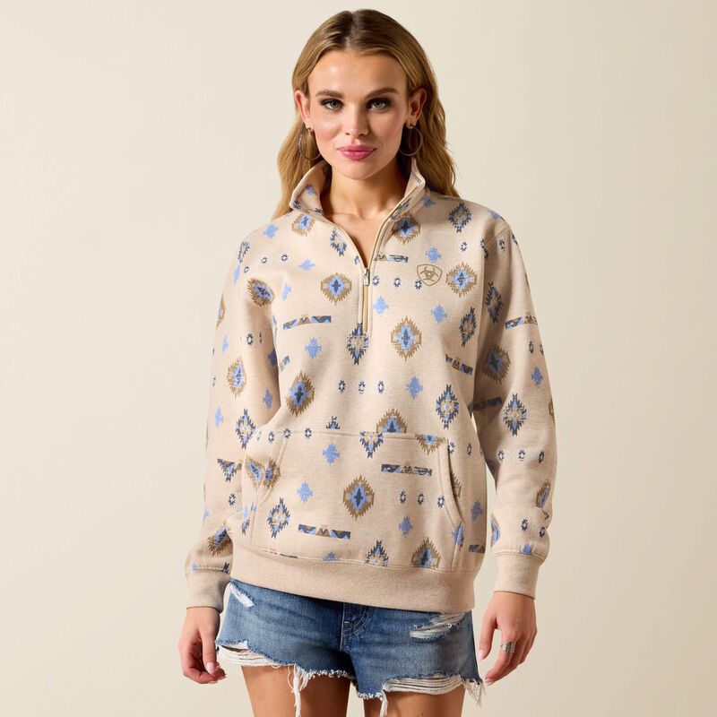 Ariat Womens Sapphire 1/2 Zip Sweatshirt Oatmeal