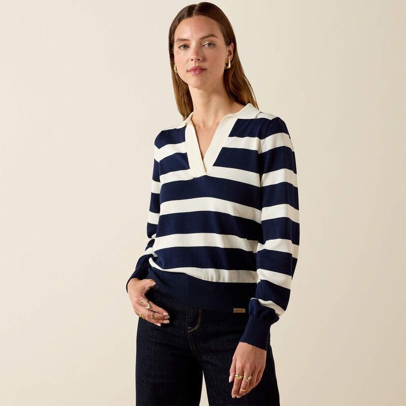 Ariat Womens Langsett Sweater Navy Stripe