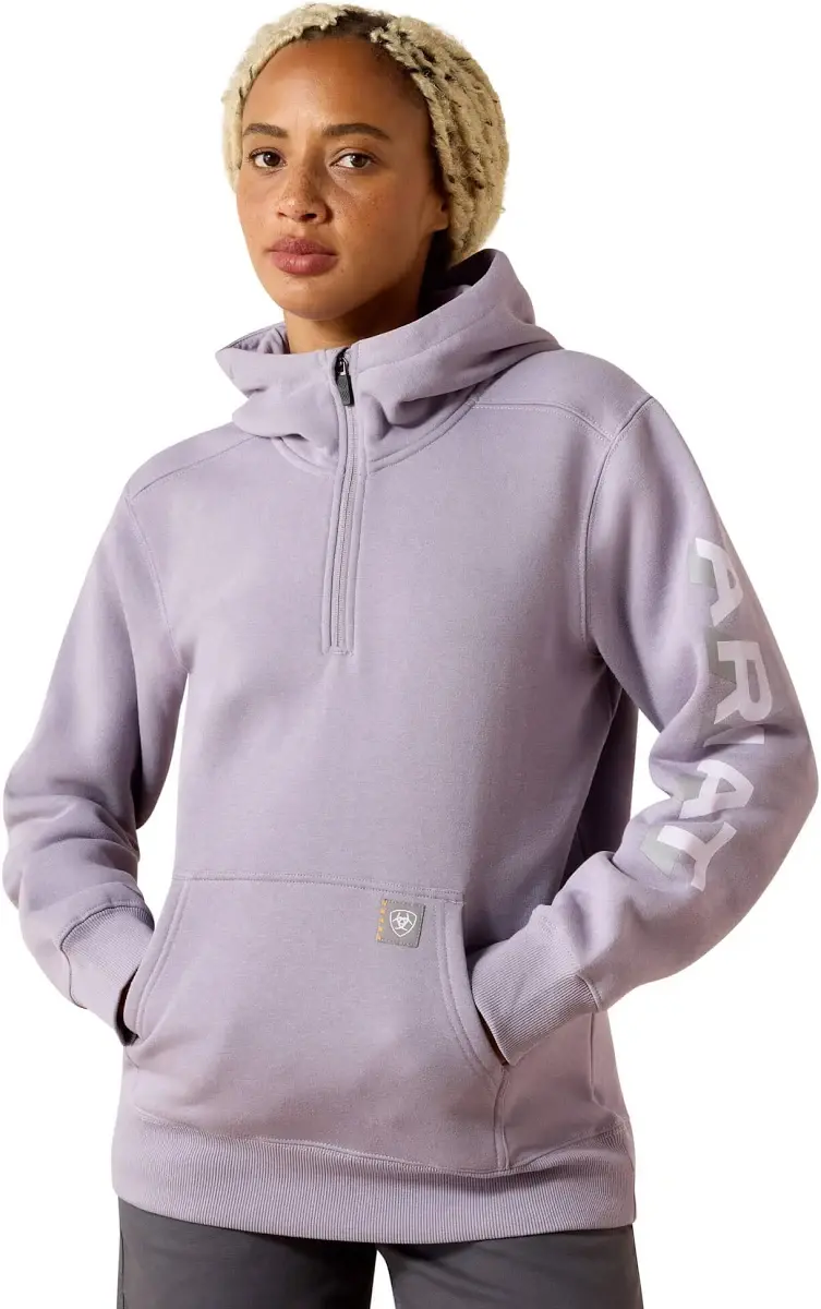 Ariat Womens Rebar Lightweight Logo 1/2 Zip Purple Ash/Thistle