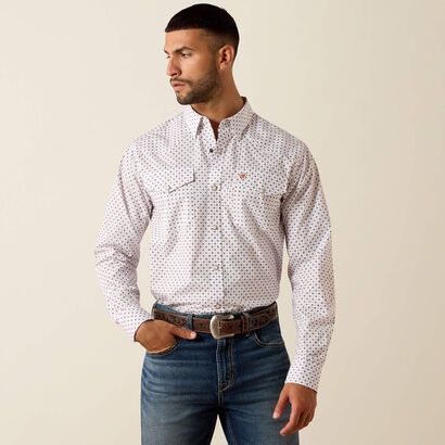 Ariat Mens Tony FTD LS SNP Shirt White Geo Print