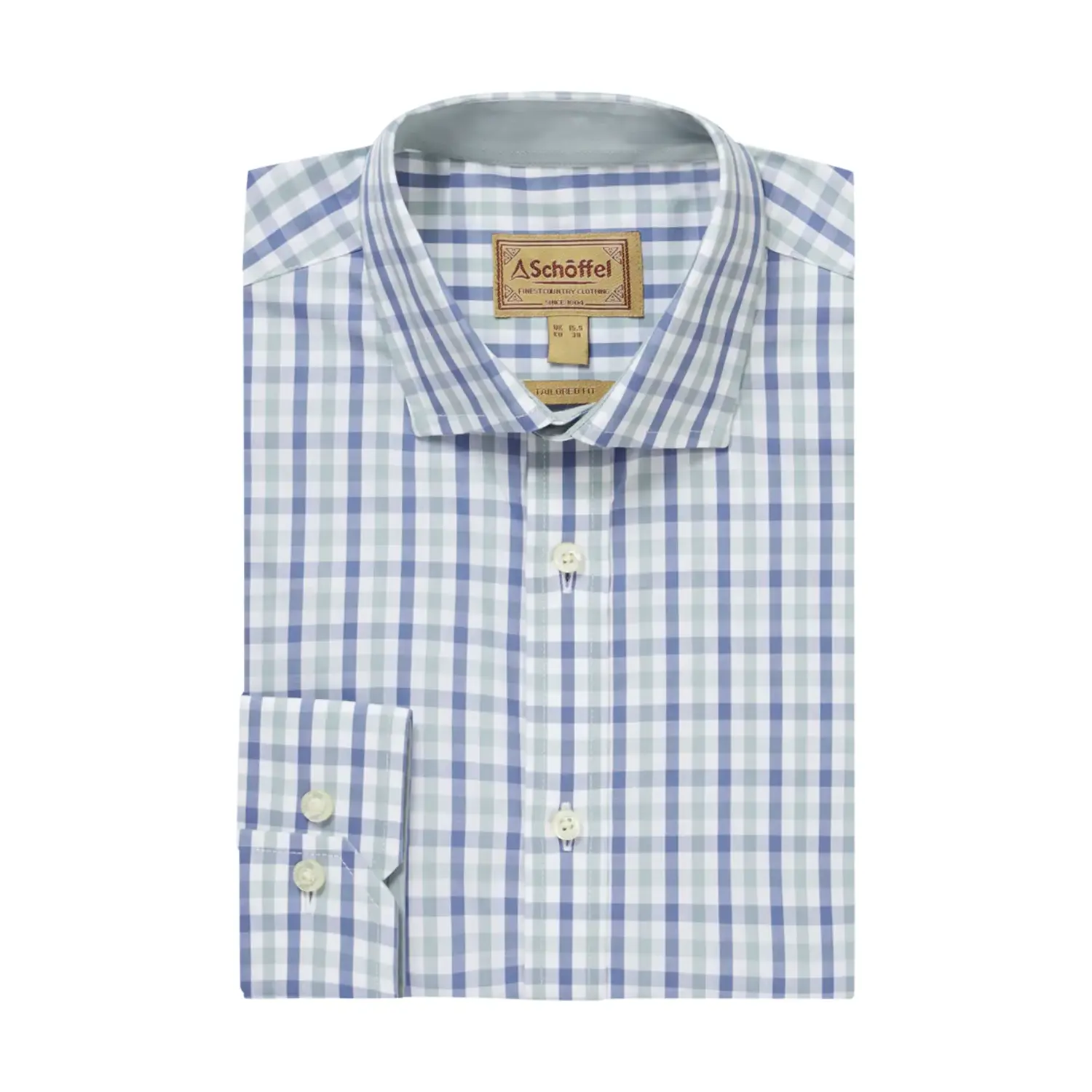 Schoffel Hebden Tailored Shirt Mist Blue/Vintage Indigo Check
