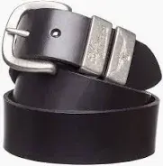 RM Williams Drover Belt Black with Matt Silver Buckle