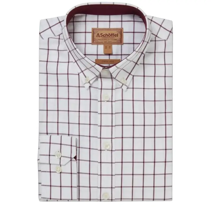 Schoffel Halesworth Tailored Shirt Burgundy Check